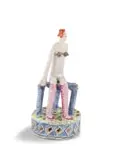 Woman Seated on a Circular Blue Stool by Hylton Nel, glazed ceramic, sold Jul 2023