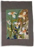 Keiskamma Art Project, Irises, Shweshwe, felt and embroidery on textile by Siyabonga Maswana