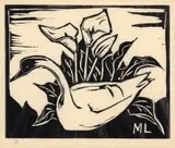 Maggie Laubser, Goose and Arums, linocut on paper