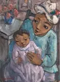 Waiting Room by Hennie Niemann Snr, oil on board, offered Jul 2023