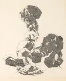 Leonard Matsoso, Figures in Landscape, ink on paper