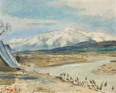 River Arno by François Krige, oil on canvas, offered Jul 2023