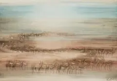 Springbuck in an Extensive Landscape by Gordon Vorster, watercolour on paper, sold Jul 2023