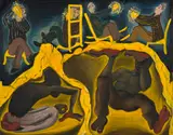 Faith Loy Plaut, Gold Miners, oil on panel
