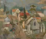 Straaitjie in die Agterdorp by Gregoire Boonzaier, oil on canvas, sold Jul 2023