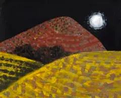 Moonlit Landscape by Nicolaas Maritz, enamel on board, sold Jul 2023