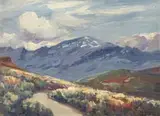 Hugo Naude, Mountain Landscape, Worcester, oil on board