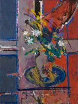 Henry Symonds, Abstract Flowers in a Vase, oil on canvas