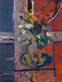 Henry Symonds, Abstract Flowers in a Vase, oil on canvas