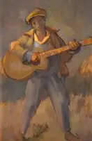 Guitar Player by Anthony Strickland, oil on board, sold Jul 2023