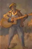 Anthony Strickland, Guitar Player, oil on board
