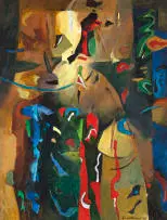 Abstract Composition by Eben van der Merwe, oil on board, sold Jul 2023