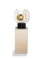 Nico Verboom, The Golden Egg, pre-cast marble and gold plated brass, on a wooden base