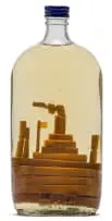 Peter Schütz, Ship in a Bottle, mixed media with found objects