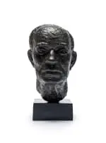 Gerard De Leeuw, Manie Strydom, bronze with a black patina, on a wooden base