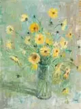Christopher Tugwell, Yellow Daisies in a Vase, oil on board