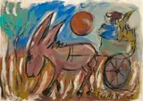 Donkey and Cart by Frans Claerhout, oil on board, offered Jul 2023