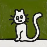 Richard's Green Cat by Richard Scott, acrylic on canvas, sold Jul 2023