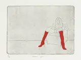 Richard Scott, Kevin's Girl, hard ground etching and Chinese marker on paper