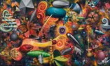 Walter Meyer, Surreal Space Painting, oil on canvas