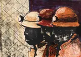 Team Leaders I by Sam Nhlengethwa, four colour lithograph on paper, sold Aug 2023