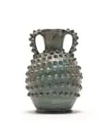 Double Handled Vase by Elizabeth Mbatha, glazed stoneware with raised decoration on body and handles, sold Aug 2023