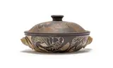 Rorke's Drift, Medium Casserole Dish and Cover, stoneware with black oxide decoration
