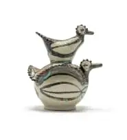 Ceramic Birds III by Elizabeth Mbatha, glazed stoneware with incised decoration, sold Aug 2023