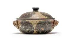 Rorke's Drift, Small Casserole Dish and Cover, stoneware with black oxide decoration