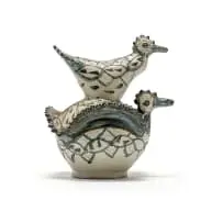 Ceramic Birds I by Elizabeth Mbatha, glazed stoneware with incised decoration, sold Aug 2023
