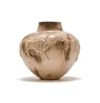 Ziphi Nkomo? (Where are the cattle?) by Clive Sithole, burnished and smoke fired earthenware, sold Aug 2023