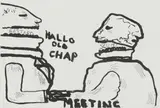 Robert Hodgins, Meeting, etching on paper