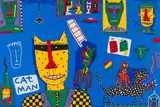 Norman Catherine, Cat Man, colour screenprint on paper