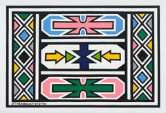 Esther Mahlangu, Untitled (Ndebele Pattern with Arrows), acrylic on canvas