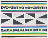 Untitled (Ndebele Pattern with Circles) by Esther Mahlangu, acrylic on canvas, sold Aug 2023