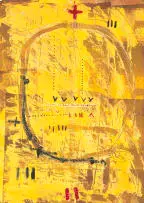 Samson Mnisi, Abstract Composition in Yellow, monotype on paper