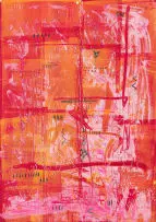 Samson Mnisi, Abstract Composition in Orange, monotype on paper