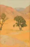 Piet van Heerden, Trees in an Orange Landscape, oil on canvas laid down on board