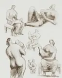 Henry Moore, Mother and Child Studies and Reclining Figure, lithograph on paper