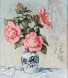 Conrad Theys, Pienk Japonicas, oil on canvas