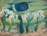 Figure Among Trees by Frans Claerhout, oil on board, sold Aug 2023