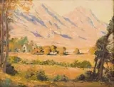 Edward Roworth, Landscape with Mountains and Trees, oil on canvas