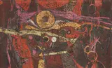 Dirk Meerkotter, Abstract in Red and Brown, colour etching and aquatint on paper