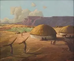 Leo François, Landscape with Huts, oil on canvas