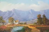Farm near Fransche Hoek (sic) by Gabriel de Jongh, oil on canvas, sold Aug 2023