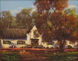 Cottage by Tinus de Jongh, oil on canvas, sold Aug 2023