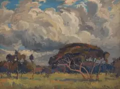 Jacobus Hendrik Pierneef, Bushveld Landscape with Trees, oil on canvas