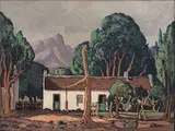 Homestead by Jacobus Hendrik Pierneef, oil on board, offered Jul 2023