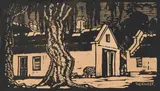 Stalle, Huise van Biskop Bousfield, Pretoria (Nilant 33) by Jacobus Hendrik Pierneef, linocut on paper, sold Jul 2023
