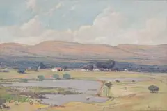 Jacobus Hendrik Pierneef, Farmstead, oil on canvas